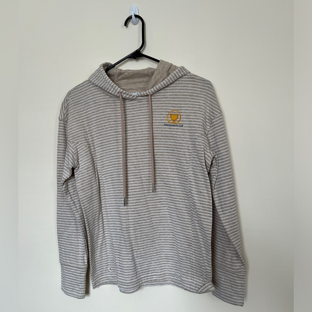 Striped Tan Hoodie Sweater Presidents Cup
